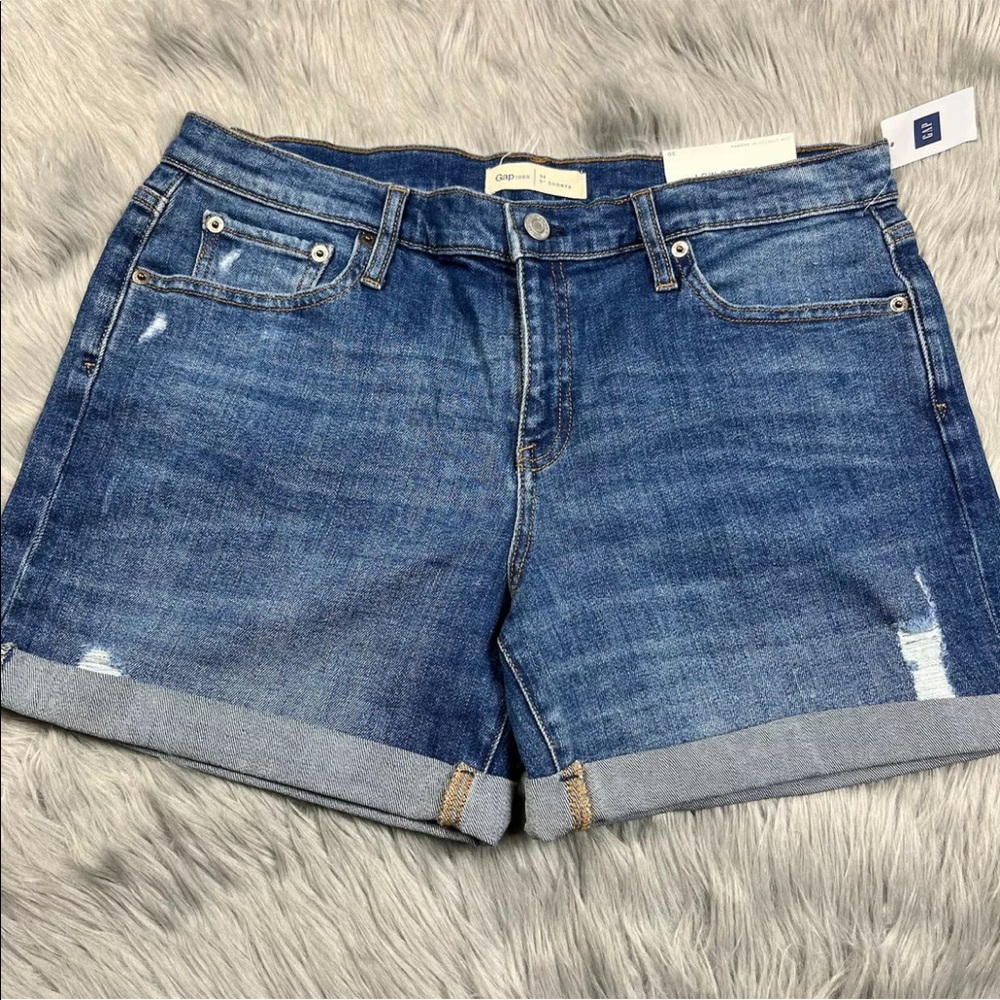 Gap Low Stretch Blue Cuffed Mid Rise 5” Shorts Size 30